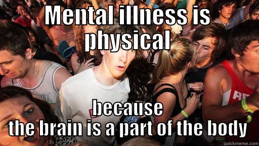 MENTAL ILLNESS IS PHYSICAL BECAUSE THE BRAIN IS A PART OF THE BODY Sudden Clarity Clarence