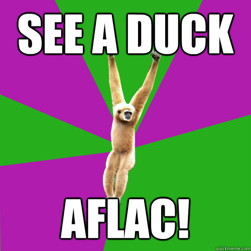 SEE A DUCK AFLAC! - SEE A DUCK AFLAC!  Over-used quote gibbon