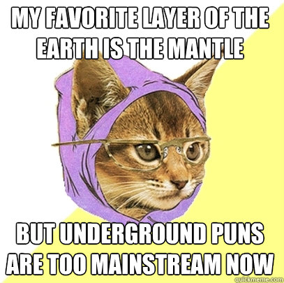 My favorite layer of the earth is the mantle But Underground puns are too mainstream now  - My favorite layer of the earth is the mantle But Underground puns are too mainstream now   Hipster Kitty