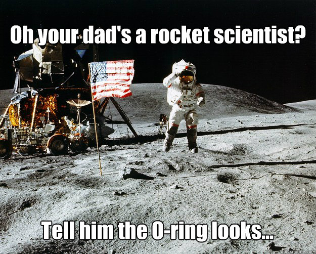 Oh your dad's a rocket scientist? Tell him the O-ring looks... - Oh your dad's a rocket scientist? Tell him the O-ring looks...  Unimpressed Astronaut