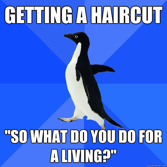 Getting a haircut 