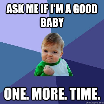 ASK ME IF i'M A GOOD BABY one. more. time. - ASK ME IF i'M A GOOD BABY one. more. time.  Success Kid