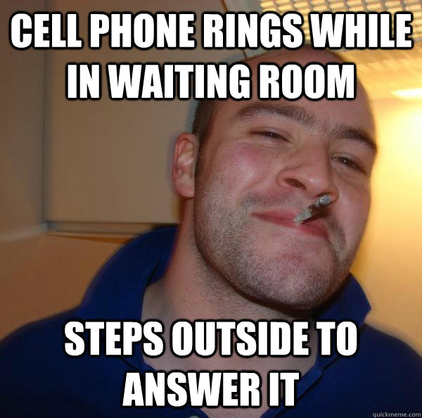 Cell phone rings while in waiting room steps outside to answer it - Cell phone rings while in waiting room steps outside to answer it  Misc