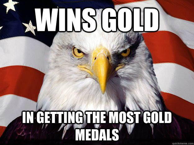 wins gold in getting the most gold medals  One-up America
