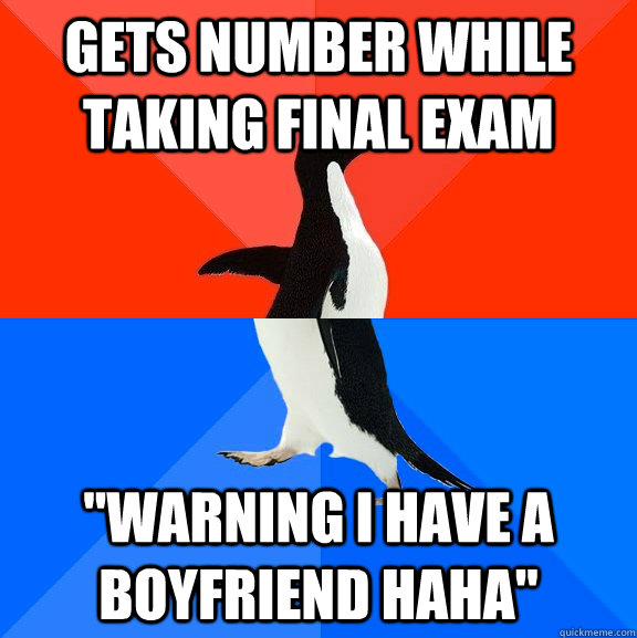 gets number while taking final exam 