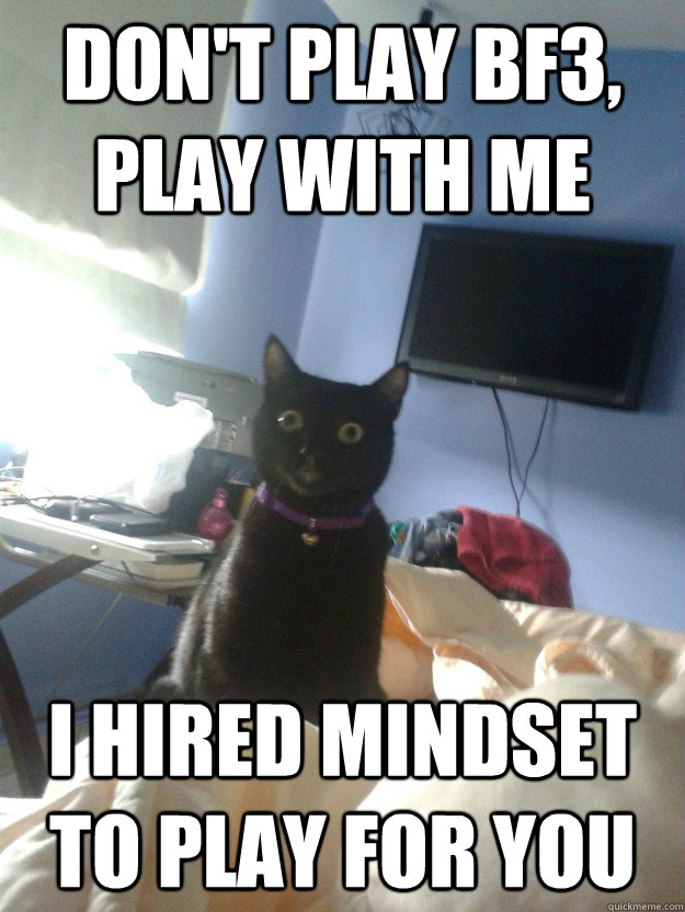 Don't play bf3, play with me I hired mindset to play for you - Don't play bf3, play with me I hired mindset to play for you  overly attached cat