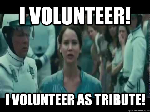 I volunteer! I volunteer as tribute!  