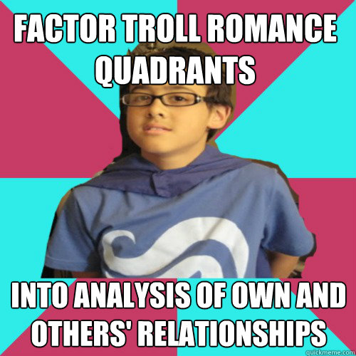 factor troll romance quadrants into analysis of own and others' relationships  