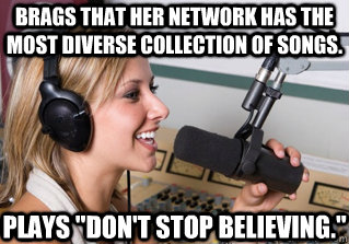 Brags that her network has the most diverse collection of songs. Plays 