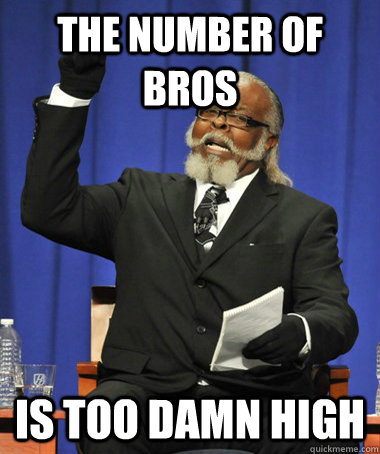 The number of bros is too damn high  The Rent Is Too Damn High