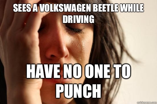 Sees a volkswagen beetle while driving Have no one to punch  First World Problems