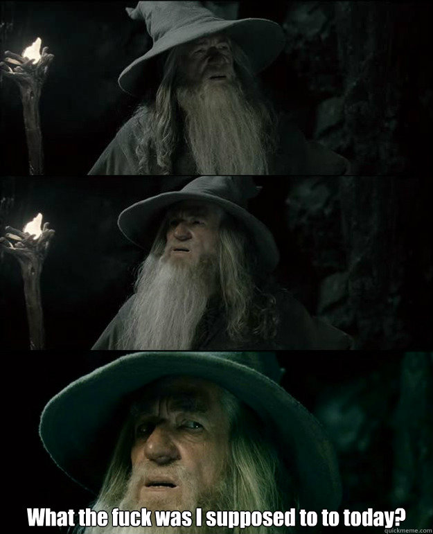  What the fuck was I supposed to to today?
  Gandalf und das Spanischstudium
