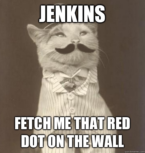 Jenkins Fetch me that red dot on the wall  - Jenkins Fetch me that red dot on the wall   Original Business Cat