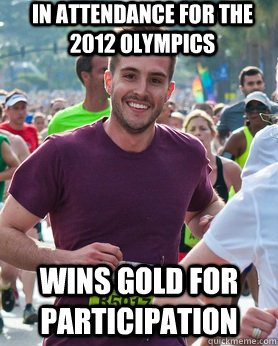 In attendance for the 2012 olympics Wins gold for participation  Ridiculously photogenic guy