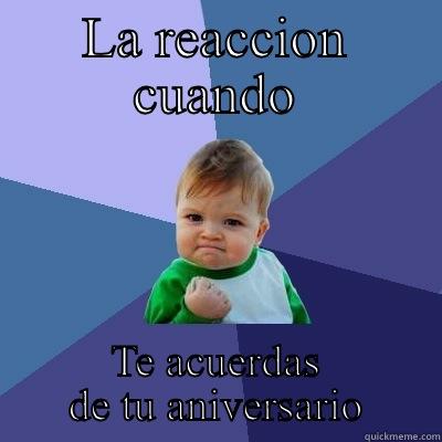 LA REACCION CUANDO TE ACUERDAS DE TU ANIVERSARIO Success Kid