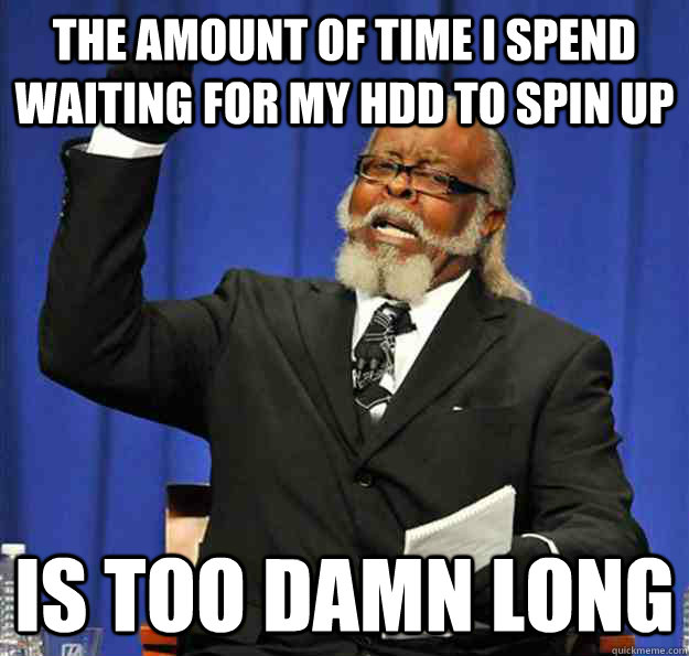 The amount of time I spend waiting for my HDD to spin up Is too damn long  Jimmy McMillan