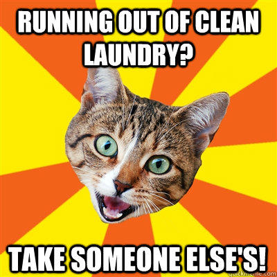 RUNNING OUT OF CLEAN LAUNDRY? TAKE SOMEONE ELSE'S!  