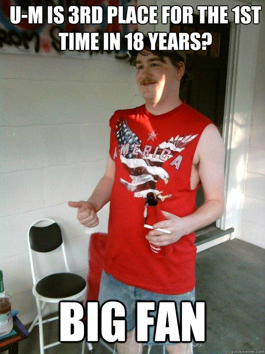 U-M is 3rd place for the 1st time in 18 years? Big Fan  Redneck Randal
