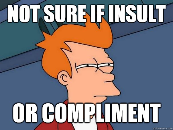 Not sure if insult  Or compliment   Futurama Fry