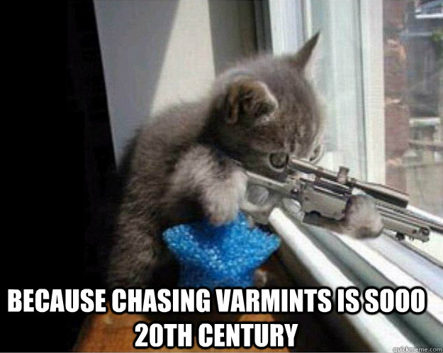  because chasing varmints is sooo 20th century  Mouse hunter