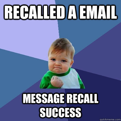 Recalled a email Message Recall Success - Recalled a email Message Recall Success  Success Kid