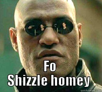 hahaha meme -  FO SHIZZLE HOMEY  Matrix Morpheus