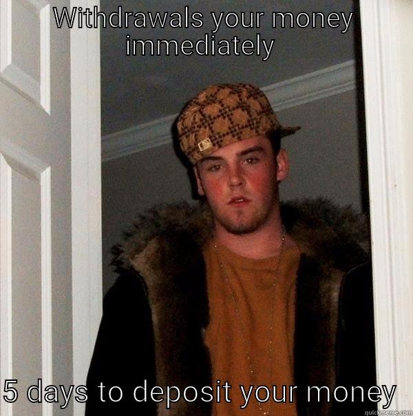 WITHDRAWALS YOUR MONEY IMMEDIATELY   5 DAYS TO DEPOSIT YOUR MONEY  Scumbag Steve