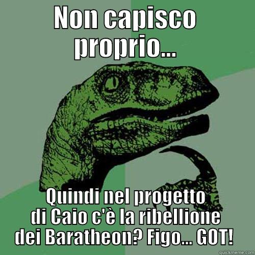 NON CAPISCO PROPRIO... QUINDI NEL PROGETTO DI CAIO C'È LA RIBELLIONE DEI BARATHEON? FIGO... GOT!  Philosoraptor