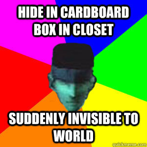 Hide in Cardboard box in closet Suddenly Invisible to world - Hide in Cardboard box in closet Suddenly Invisible to world  Solid snake