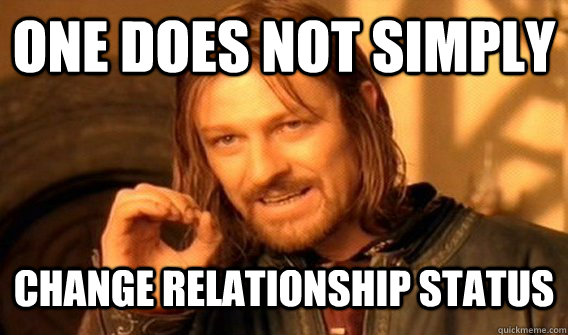One does not simply change relationship status  One does not simply beat skyrim