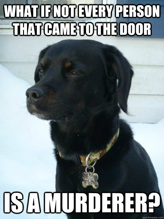 what if not every person that came to the door is a murderer?  Philosophical Puppy