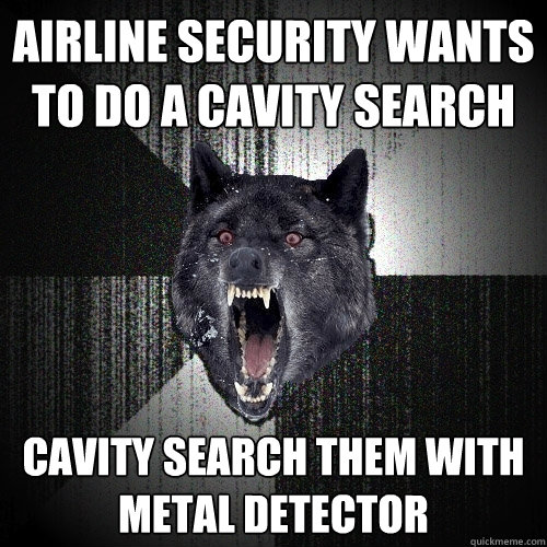 airline security wants to do a cavity search cavity search them with metal detector   Insanity Wolf