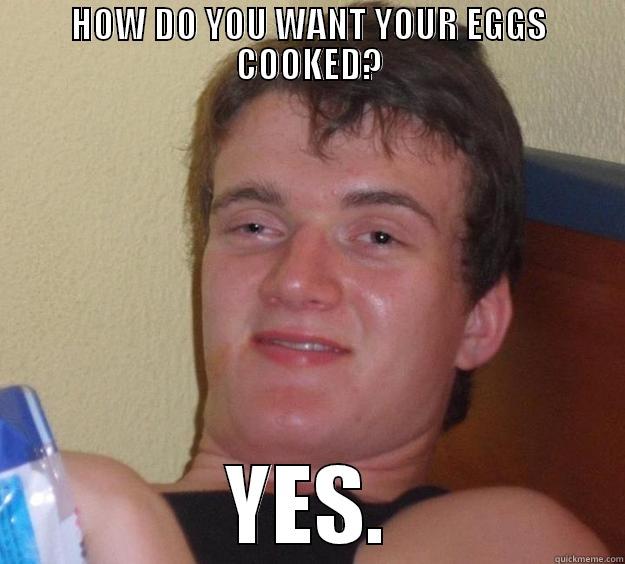 HOW DO YOU WANT YOUR EGGS COOKED? YES. 10 Guy
