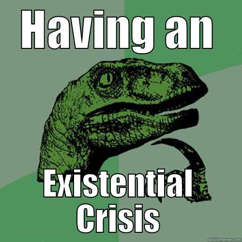 HAVING AN EXISTENTIAL CRISIS Philosoraptor