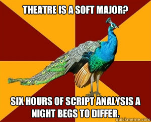 Theatre is a soft major? Six hours of script analysis a night begs to differ.  