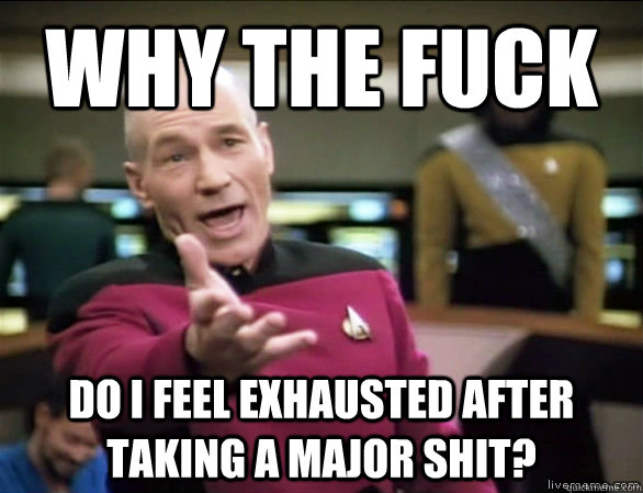 Why the fuck Do i feel exhausted after taking a major shit?  Annoyed Picard HD