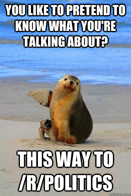 you like to pretend to know what you're talking about? this way to /r/politics  