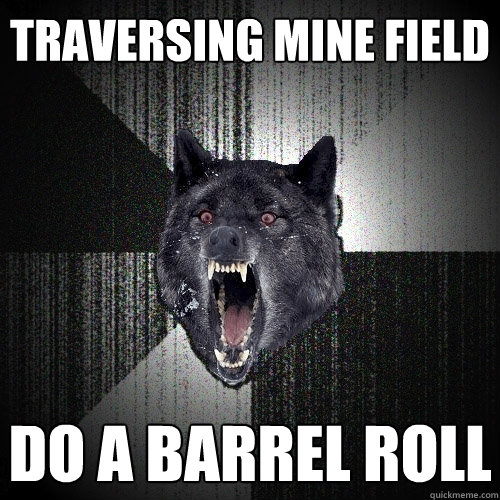 Traversing mine field Do a barrel Roll  Insanity Wolf