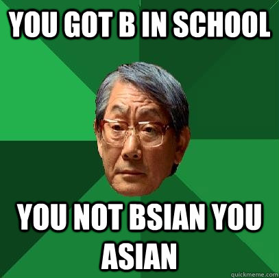 YOU GOT B IN SCHOOL  YOU NOT BSIAN YOU ASIAN  High Expectations Asian Father