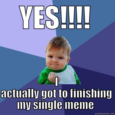 YES!!!! I ACTUALLY GOT TO FINISHING MY SINGLE MEME  Success Kid