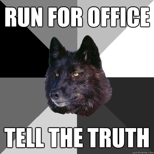 Run for office Tell the truth  Sanity Wolf