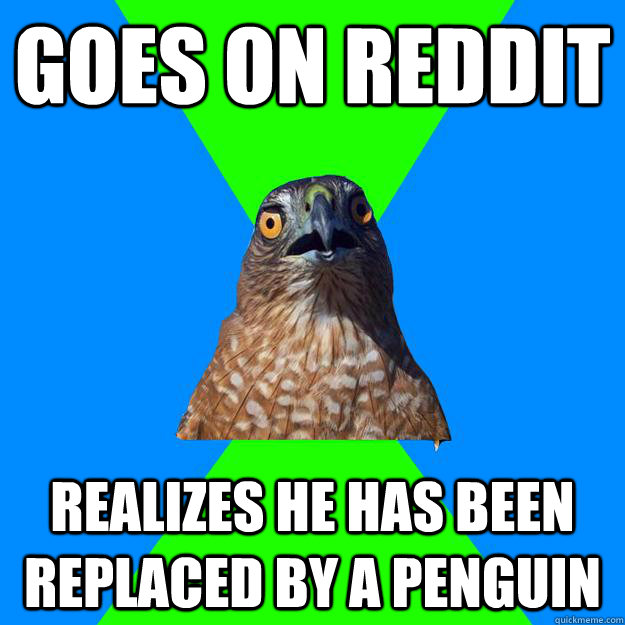goes on reddit realizes he has been replaced by a penguin  Hawkward