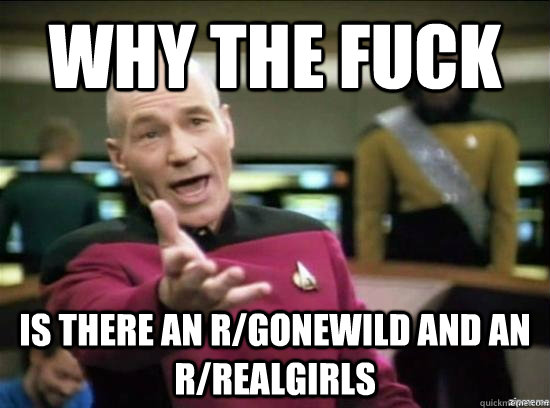 Why the fuck Is there an r/gonewild and an r/realgirls - Why the fuck Is there an r/gonewild and an r/realgirls  Annoyed Picard HD
