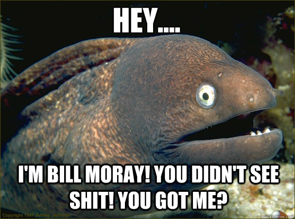 Hey.... I'm Bill Moray! You didn't see SHIT! You got me?   Caught in the act Moray