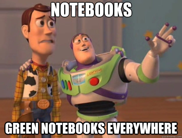 Notebooks Green notebooks everywhere - Notebooks Green notebooks everywhere  Toy Story