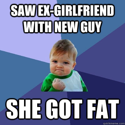 saw ex-girlfriend with new guy she got fat  Success Kid