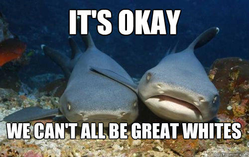 It's okay we can't all be great whites  Compassionate Shark Friend