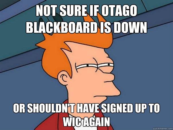 Not sure if otago blackboard is down or shouldn't have signed up to wic again  Futurama Fry