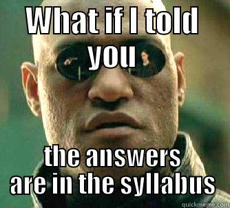 WHAT IF I TOLD YOU THE ANSWERS ARE IN THE SYLLABUS Matrix Morpheus