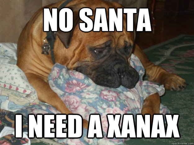 No Santa I need a xanax - No Santa I need a xanax  Sad Dog